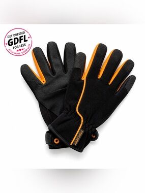 Fiskars Work Gloves L XL Garden Outdoor Breathable Grip Durable Black Orange